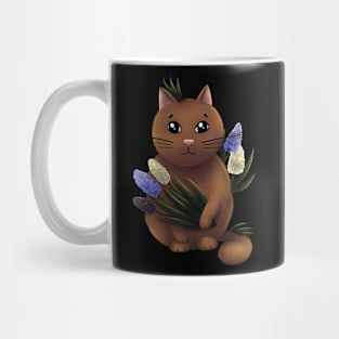 Cat with muscari flowers Mug